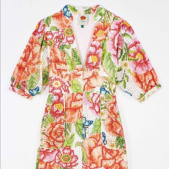 Farm Rio Vintage Floral Eyelet Mini Dress - Picture 3 of 8